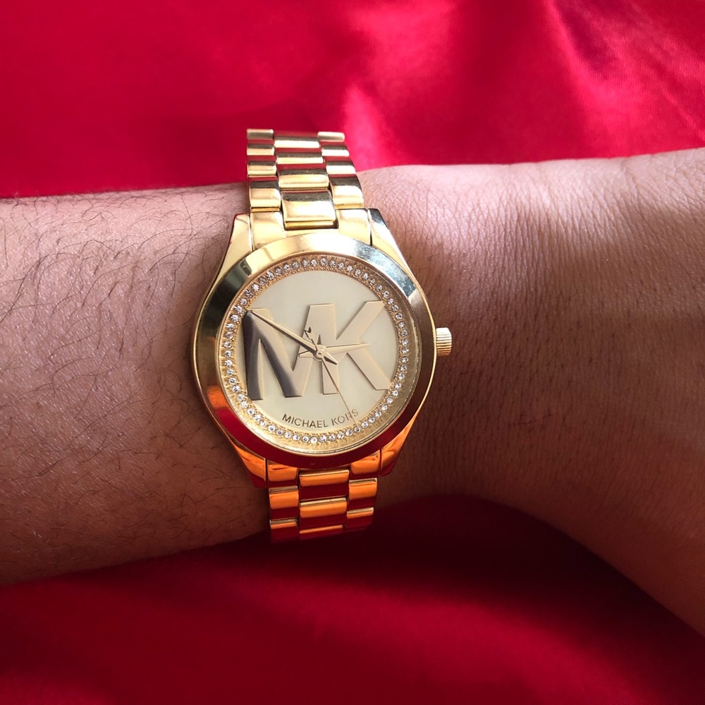 Gold Michael Kors Watch with rhinestones